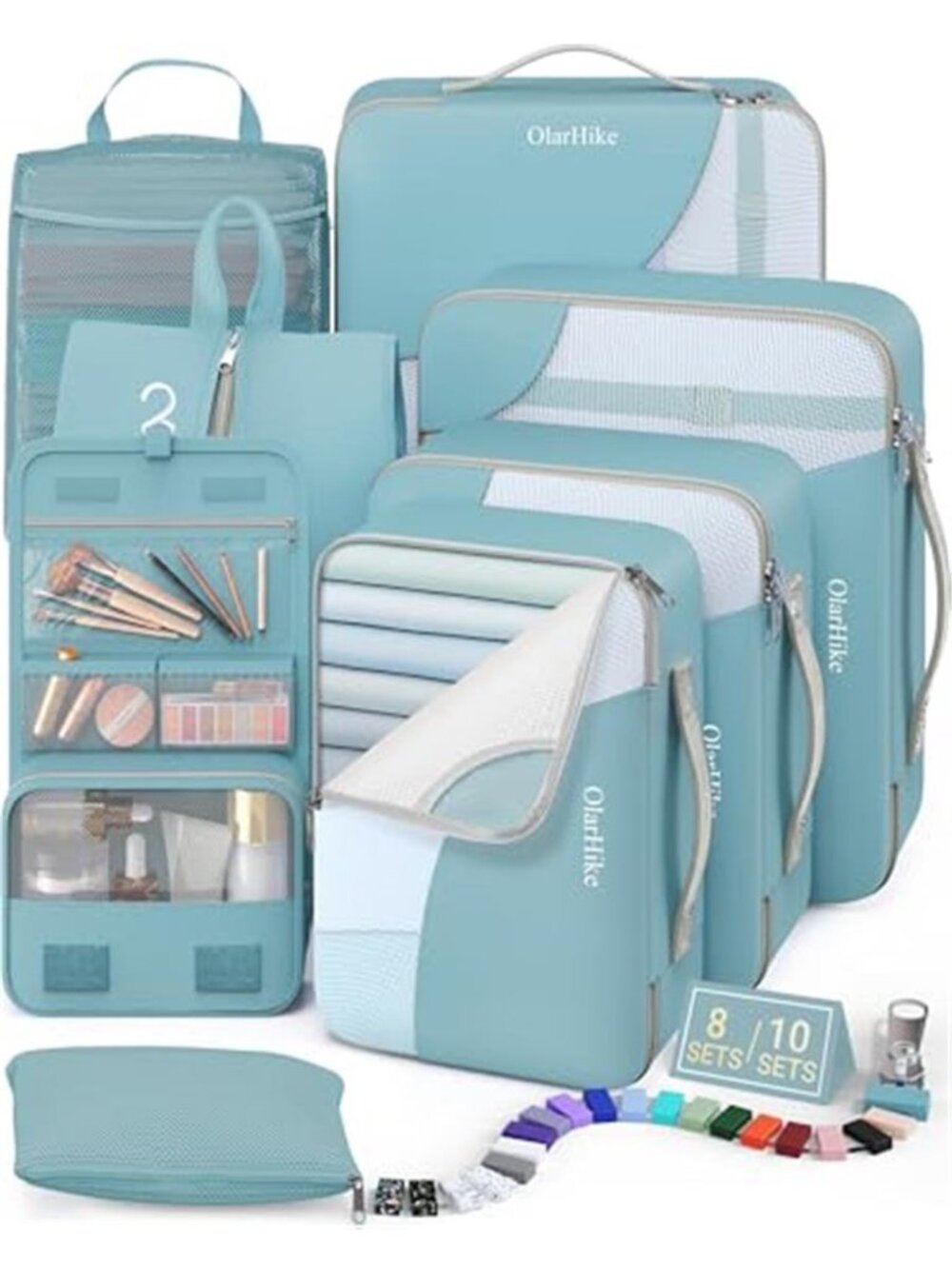 Travel Packing Cubes Organizer Set Luggage Bags Toiletry Shoe Laundry 8 Piece